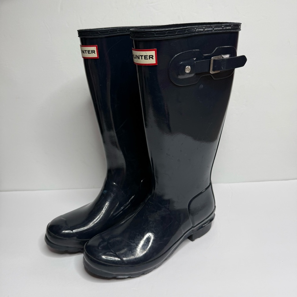 Hunter Glossy Rain Tall Boots Girl Size 6